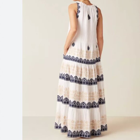 Figue Betty Embroidered Maxi Dress Cottagecore Boho Coastal - Picture 3 of 14